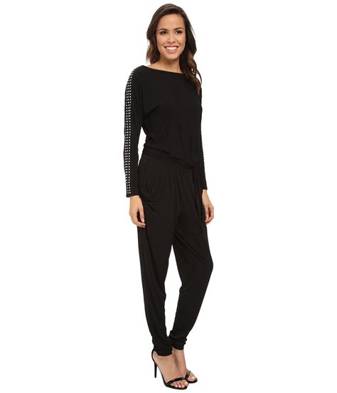 michael kors jumpsuit zwart|michael kors long sleeve jumpsuit.